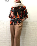 شومیز زنانه مدل کیمونو یقه مردانه جنس کبریتی طرح روباه