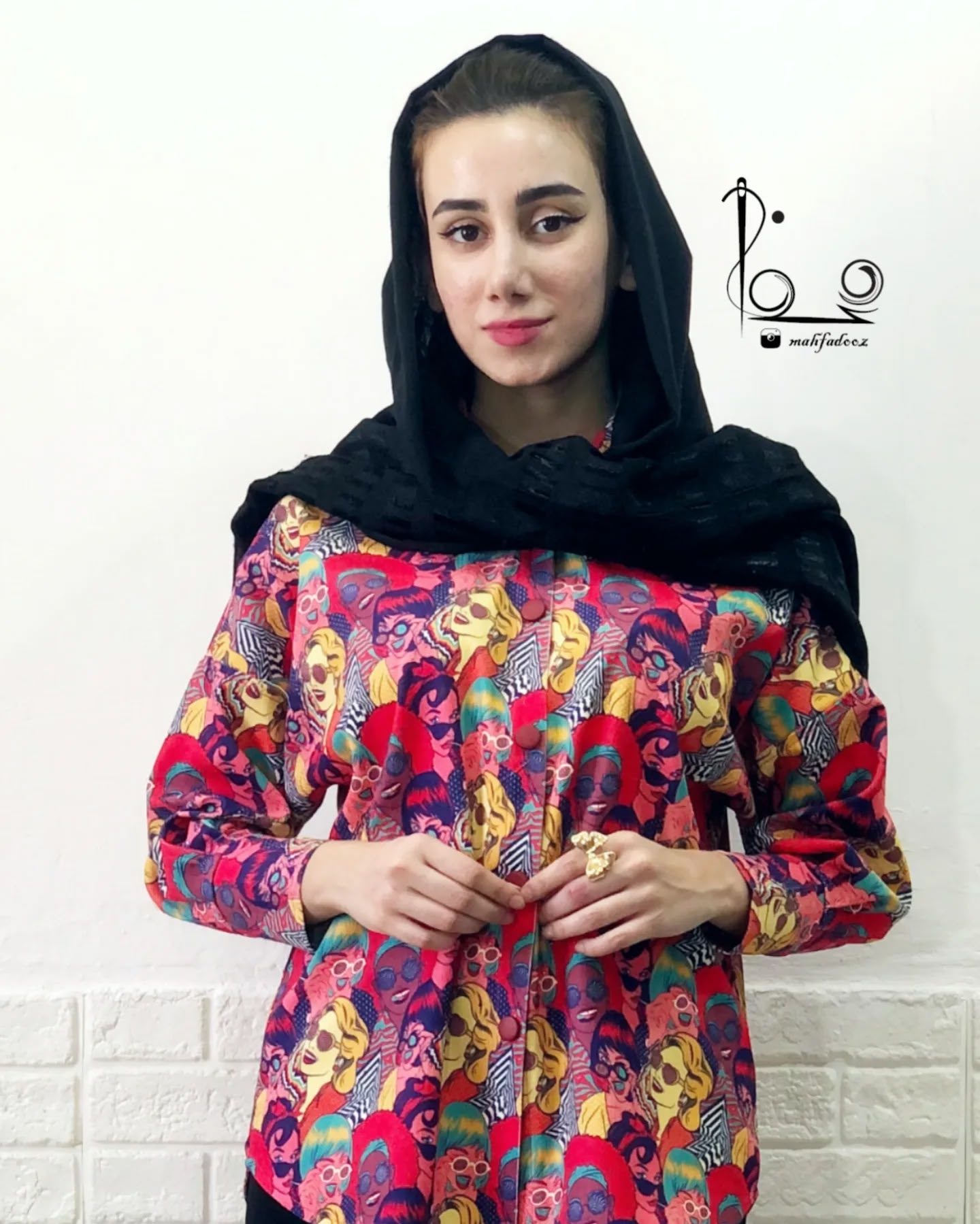 شومیز زنانه مدل کیمونو یقه مردانه جنس کبریتی طرح فشن