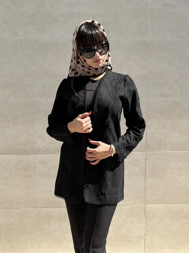 کت زنانه مدل یقه هفت طرح تیدا جنس لینن