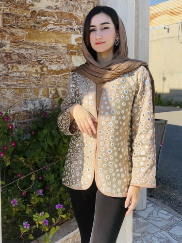 کت زنانه جلو باز طرح آبگین جنس تافته آینه کاری