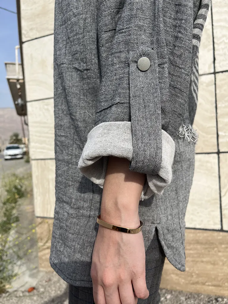 شومیز زنانه مدل دانشجویی جلو بسته جنس وال طرح جین ذغالی