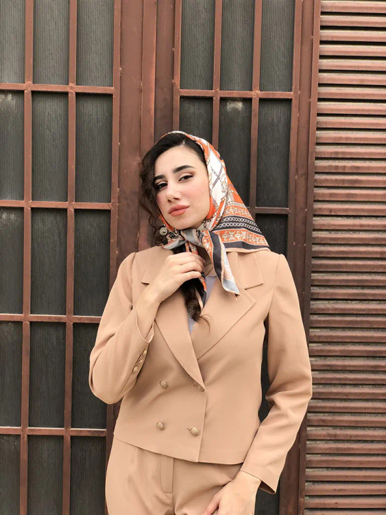 کراپ کت زنانه یقه انگلیسی طرح رها جنس کرپ باربی