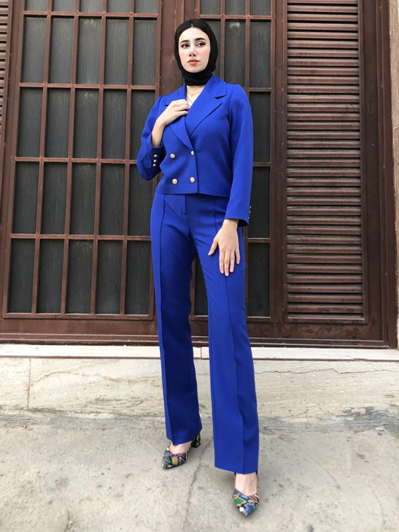 کراپ کت زنانه یقه انگلیسی طرح رها جنس کرپ باربی