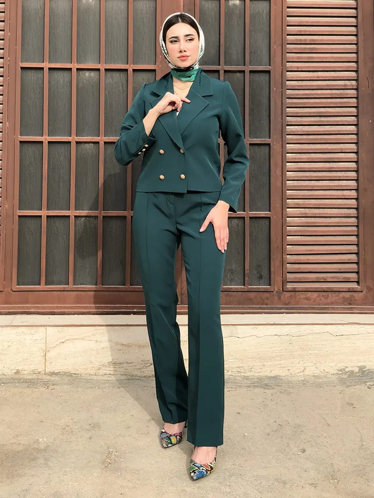 کراپ کت زنانه یقه انگلیسی طرح رها جنس کرپ باربی