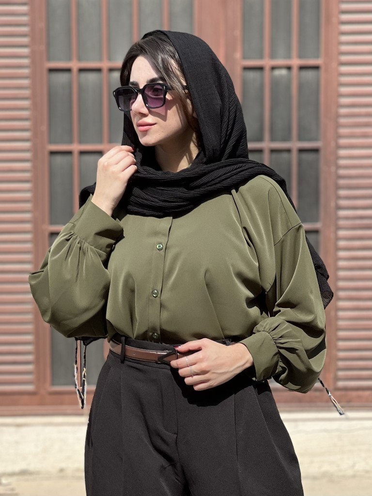 شومیز زنانه مدل باکسی جنس الیزه