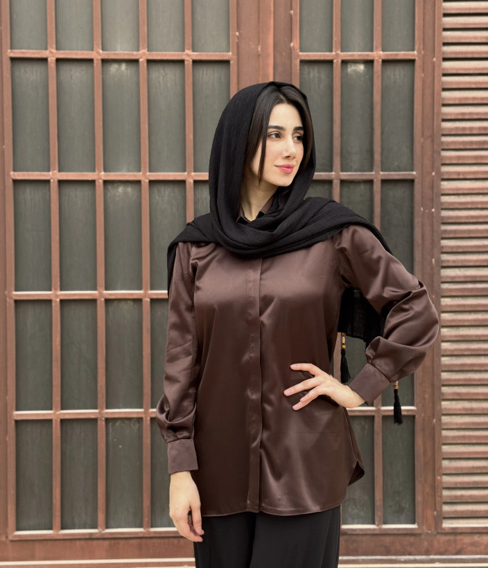 شومیز ساتن زنانه ال ایکس