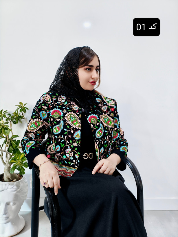 کراپ کت لینن سوزن دوزی مجلسی - نمای روبرو