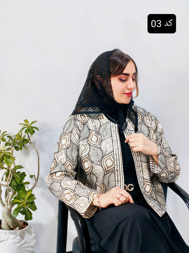 کراپ کت لینن سوزن دوزی مجلسی - نمای روبرو