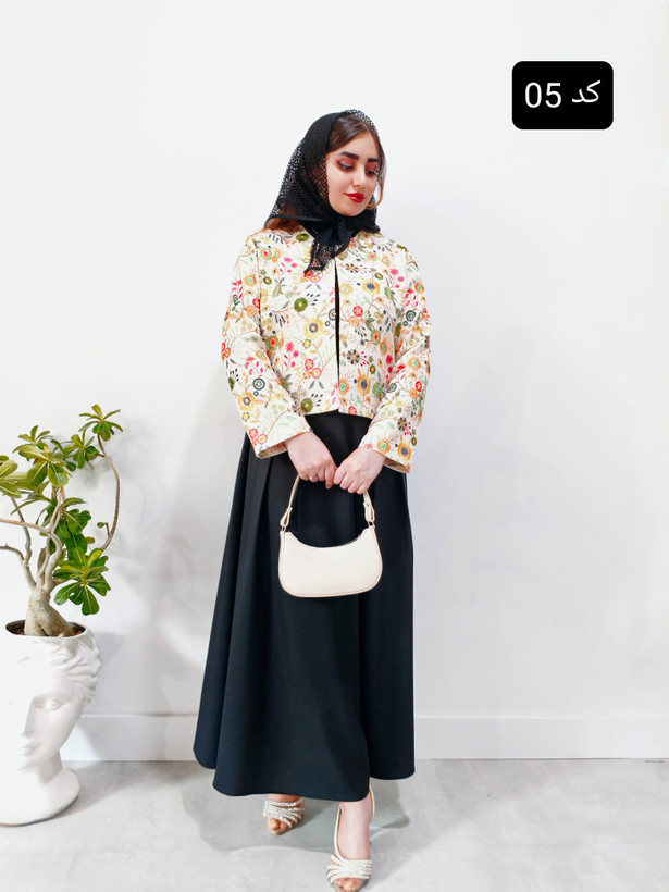 کراپ کت لینن سوزن دوزی مجلسی - نمای روبرو