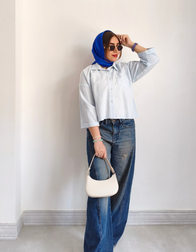کراپ شومیز باکسی زنانه لینن